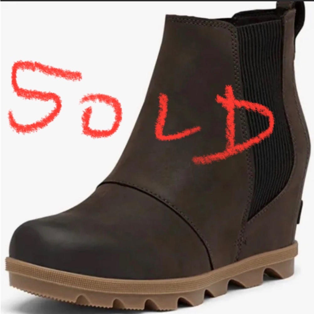 Sorel Joan of Arctic Wedge Women Chelsea Rare Drk Brown Boots Sz 7 Bootie New